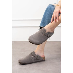 Oslo Hakiki Deri Mantar Taban Ortopedik Unisex Terlik