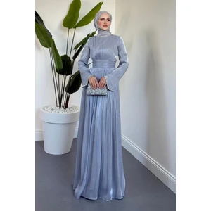 Saoris Boynu Kolu Taşlı Jan Jan Abiye Gri