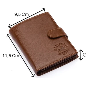 Bozuk Para Kağıt Para ve Bol Kart Bölmeli Hakiki Flötr Deri Patlı Erkek Cüzdanı - Taba