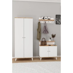 Alvo Vestiyer Takımı 2 Kapaklı Askılıklı Ayakkabılık Dolabı Beyaz Çam