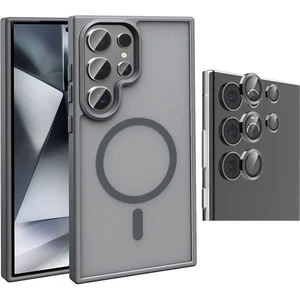 Galaxy S23 Ultra Kılıf M-safe Şarj Özellikli Mat Arka Yüzey Zore Sio Kapak + Kamera Lens Koruyucu