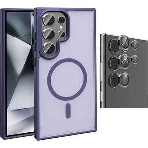 Galaxy S23 Ultra Kılıf M-safe Şarj Özellikli Mat Arka Yüzey Zore Sio Kapak + Kamera Lens Koruyucu