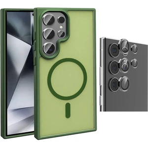 Galaxy S23 Ultra Kılıf M-safe Şarj Özellikli Mat Arka Yüzey Zore Sio Kapak + Kamera Lens Koruyucu