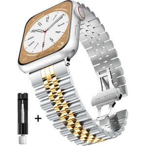 Apple Watch Seri 2 3 4 5 6 7 8 Se Ultra Uyumlu 38 40 41 mm Uyumlu Paslanmaz Çelik Rolex Saat Kordonu