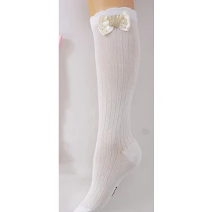 (2 Çift)Kız Çocuk Prenses (krem ve beyaz) Taçlı Diz Altı Çorap – Şık Kurdeleli, Rahat ve Pamuklu 