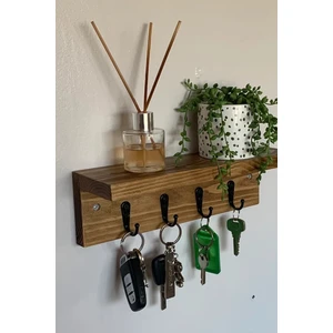 Anahtar Askısı, Ahşap Askılık, Kupa Askılığı, Anahtarlıklı Duvar Rafı