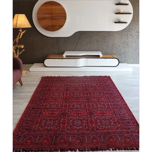 Afgan Kırmızı Salon Halısı Arte Etnik Kilim Yıkanabilir Mutfak Halısı Kaymaz Taban Dekoratif Halı Örgü Saçaklı Yatak Odası
