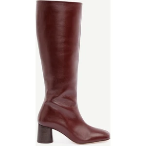 Silindir Topuklu Deri Çizme