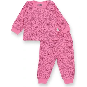 Hellobaby Kız Bebek Uzun Kol Pijama Takımı Interlok Bisiklet Yaka Reçme Paça