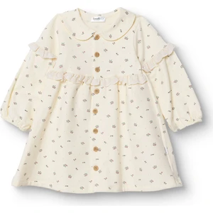 Kız Bebek Cutie Elbise Iki Iplik Bebe Yaka Uzun Kol