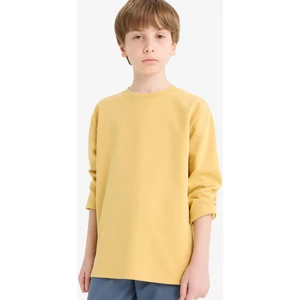 Erkek Çocuk Bisiklet Yaka Basic Düz Uzun Kollu Okul Tişörtü