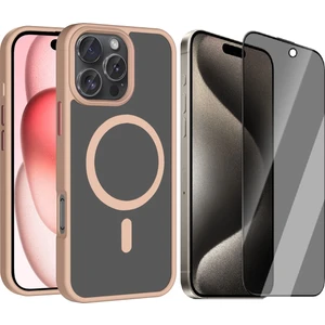 Apple iPhone 16 Pro Max Kılıf M-safe Şarj Özellikli Mat Arka Yüzey Zore Sio Kapak + Hayalet Ekran Koruyucu