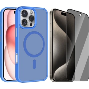 iPhone 16 Pro Kılıf M-safe Şarj Özellikli Mat Arka Yüzey Zore Sio Kapak + Hayalet Ekran Koruyucu