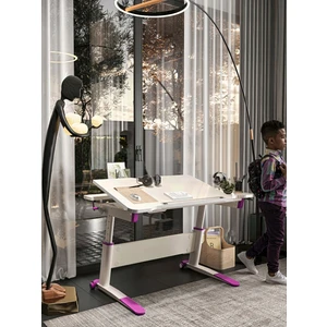 Creo Mobili Sirius Simple Çocuk Odası Masası Yükseklik ve Eğim Ayarlı Çalışma Masası - Ekru/Fuşya - 120x75 Cm
