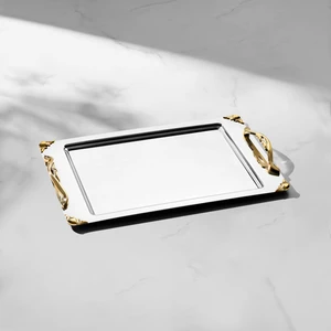 Sare Altın Saten 2'li Çelik Tepsi Seti