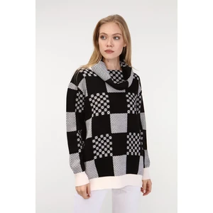 FTZ Women Kadın Desenli Triko Kazak  Ekru 21-6021