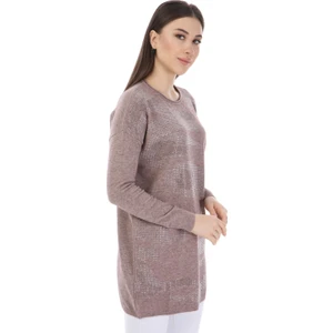 FTZ Women Kadın Önü Taş Detay Triko  Beige 21-1047