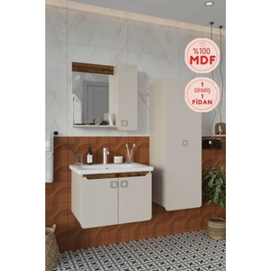 Banyo Selvi 65 cm Banyo Dolabı Aynalı Dolaplı Üst Dolap Lavabo ve Boy Dolabı