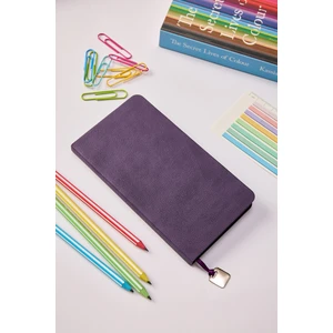 locko Kişiye Özel Hediyelik Cep Boy Lastikli Çizgili 192 Sayfa Mor Deri Not Defteri