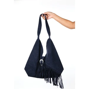 Rosalın Lacivert Hakiki Deri Süet Kadın Omuz Çantası