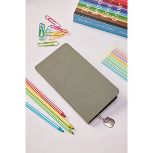 locko Kişiye Özel Hediyelik Cep Boy Lastikli Çizgili 192 Sayfa Gri Deri Not Defteri