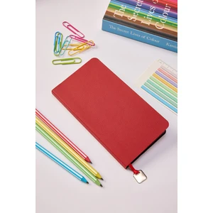 locko Kişiye Özel Hediyelik Cep Boy Lastikli Çizgili 192 Sayfa Kırmızı Deri Not Defteri