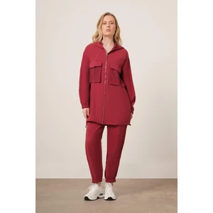 Ftz Women Kadın File Detaylı Pantolonlu Takım  Bordo 30713