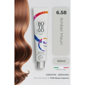 Profesyonel Krem Saç Boyası - 6.58 Amber Maun 100 ml - Plex, Keratin, Seramid