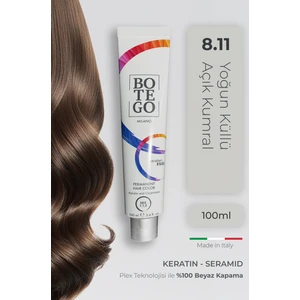 Profesyonel Krem Saç Boyası - 8.11 Yoğun Küllü Açık Kumral 100 ml - Plex, Keratin, Seramid