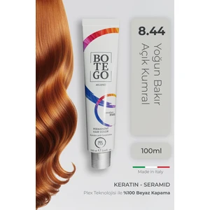 Profesyonel Krem Saç Boyası - 8.44 Yoğun Bakır Açık Kumral 100 ml - Plex, Keratin, Seramid