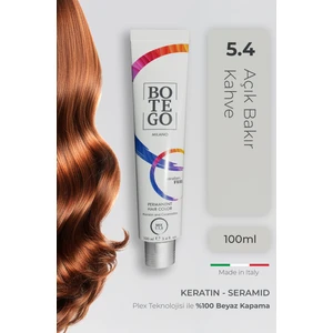 Profesyonel Krem Saç Boyası - 5.4 Açık Bakır Kahve 100 ml - Plex, Keratin, Seramid