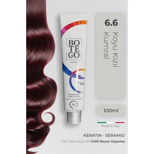 Profesyonel Krem Saç Boyası - 6.6 Koyu Kızıl Kumral 100 ml - Plex, Keratin, Seramid