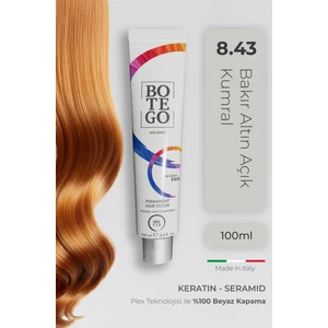 Profesyonel Krem Saç Boyası - 8.43 Bakır Altın Açık Kumral 100 ml - Plex, Keratin, Seramid