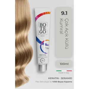Profesyonel Krem Saç Boyası - 9.1 Çok Açık Küllü Kumral 100 ml - Plex, Keratin, Seramid