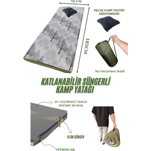 Katlanabilir Kamp Yatağı Su Geçirmez Taban Fermuarlı Minder Taşınabilir Kılıf Çadır Mat 185X70X6 cm