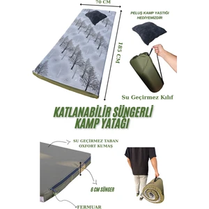 Katlanabilir Kamp Yatağı Su Geçirmez Taban Fermuarlı Minder Taşınabilir Kılıf Çadır Mat 185X70X6 cm