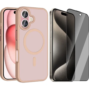 iPhone 16 Kılıf M-safe Şarj Özellikli Mat Arka Yüzey Zore Sio Kapak + Hayalet Ekran Koruyucu