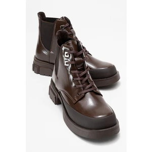 Challo Kahverengi Rugan Bağcıklı Lastikli Kadın Postal Bot