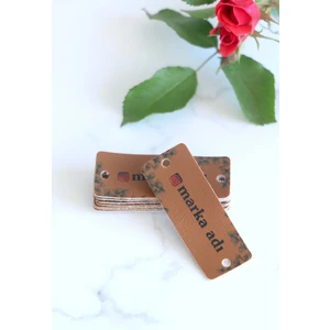 Kişiye Özel Suni Deri Etiket 40 Adet (1,8x4,8 Cm) Renkli Baskılı Suni Deri Marka Etiketi