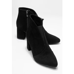 Finda Siyah Süet Hakiki Deri Kadın Topuklu Bot