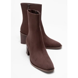 Chara Kahverengi Süet Kadın Kalın Topuklu Bot