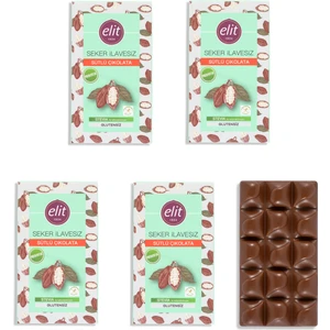 Elit Çikolata Şeker Ilavesiz ve Prebiyotik Sütlü Çikolata 60G 5'li Set Glutensiz
