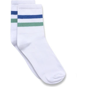 Şeritli Socket Çorap Beyaz