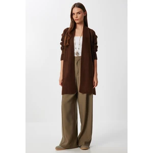 Cepli Uzun Triko Hırka LZA0014 Kahverengi