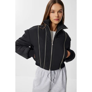 Fermuarlı Şişme Mont LFG0158 Siyah