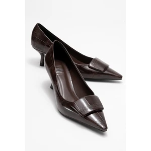 Marcıa Kahverengi Baskı Tokalı Kadın Topuklu Ayakkabı