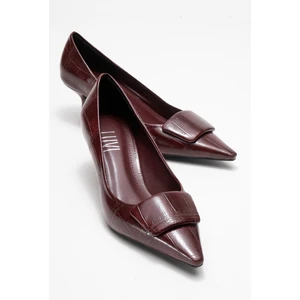 Marcıa Bordo Baskı Tokalı Kadın Topuklu Ayakkabı