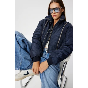 Fermuarlı Şişme Mont LFG0158 Lacivert