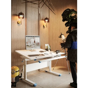 Creo Mobili Vega Basic Ekonomik Çocuk Masası Erkek Çocuk İçin Çekmeceli Çalışma Masası - 130x70 Cm, Ekru/Mavi