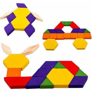 125 Parça Ahşap Eğitici Tangram Puzzle Blok Seti